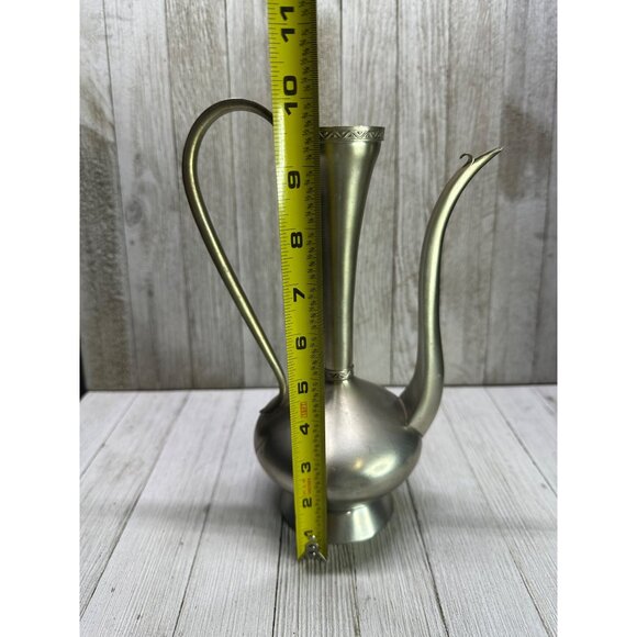 Vintage Norwegian Hagness Pewter Pitcher Folk Art Embossed Design #214 10'' Tall - Picture 6 of 8